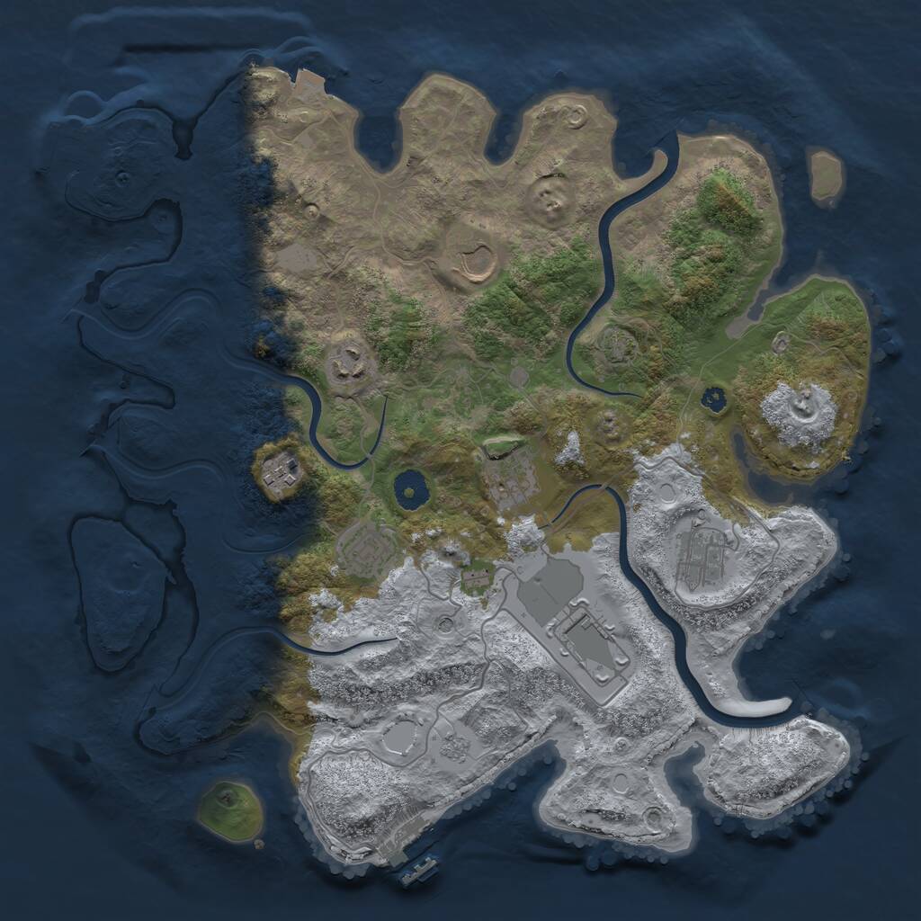 Rust Map: Procedural Map, Size: 3700, Seed: 926397757, 13 Monuments