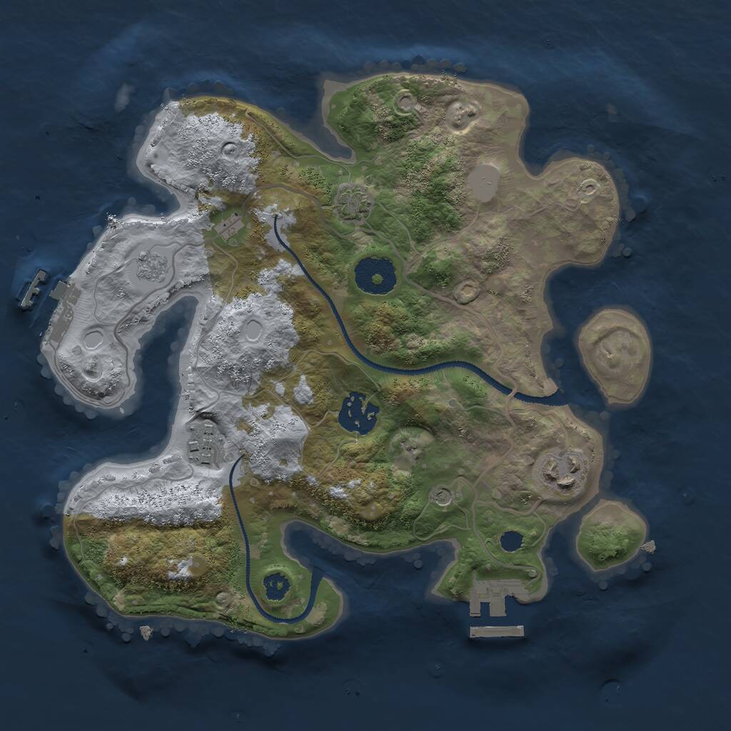 Rust Map: Procedural Map, Size: 2750, Seed: 1236256421, 9 Monuments