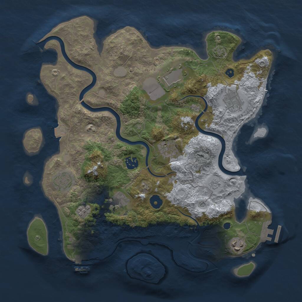Rust Map: Procedural Map, Size: 3500, Seed: 312215157, 14 Monuments