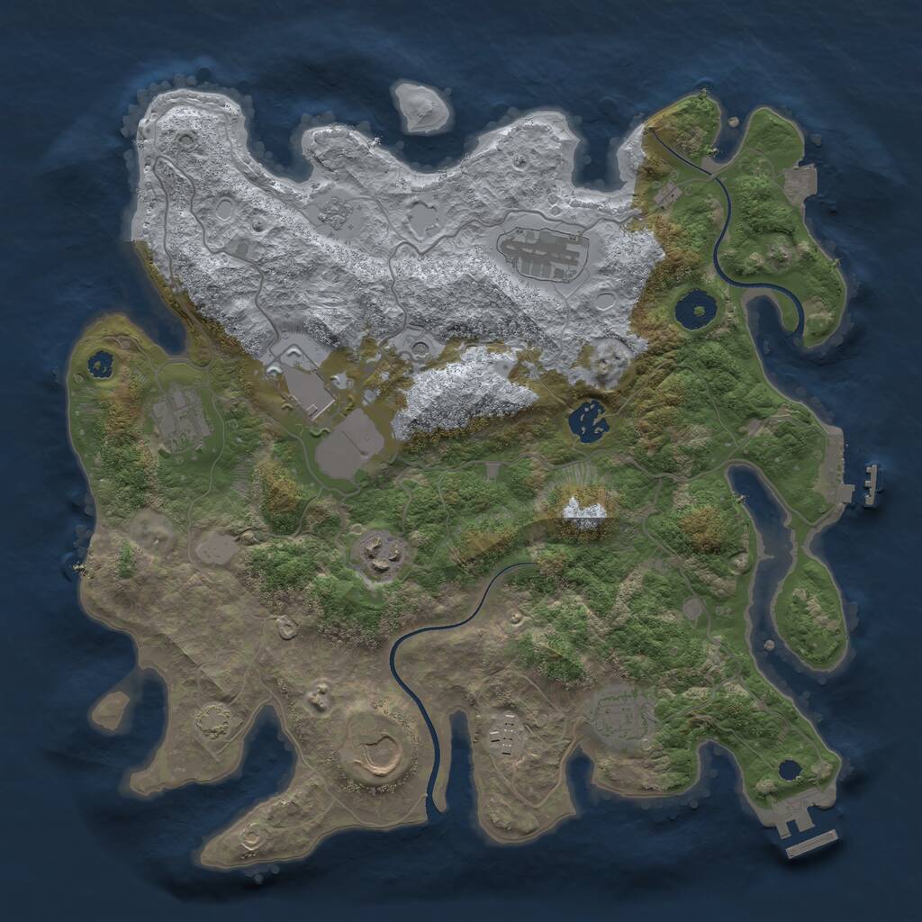 Rust Map: Procedural Map, Size: 3500, Seed: 1039794353, 14 Monuments