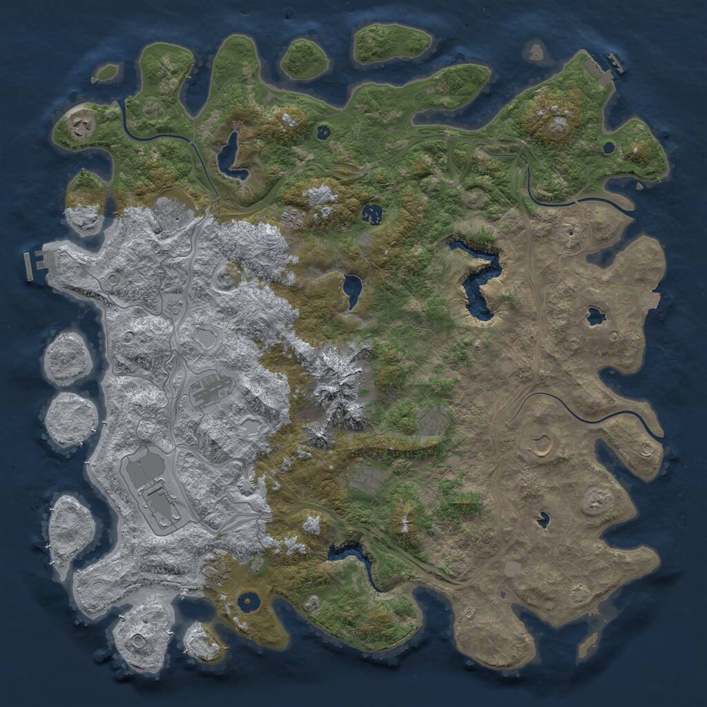 Rust Map: Procedural Map, Size: 5000, Seed: 490555601, 16 Monuments