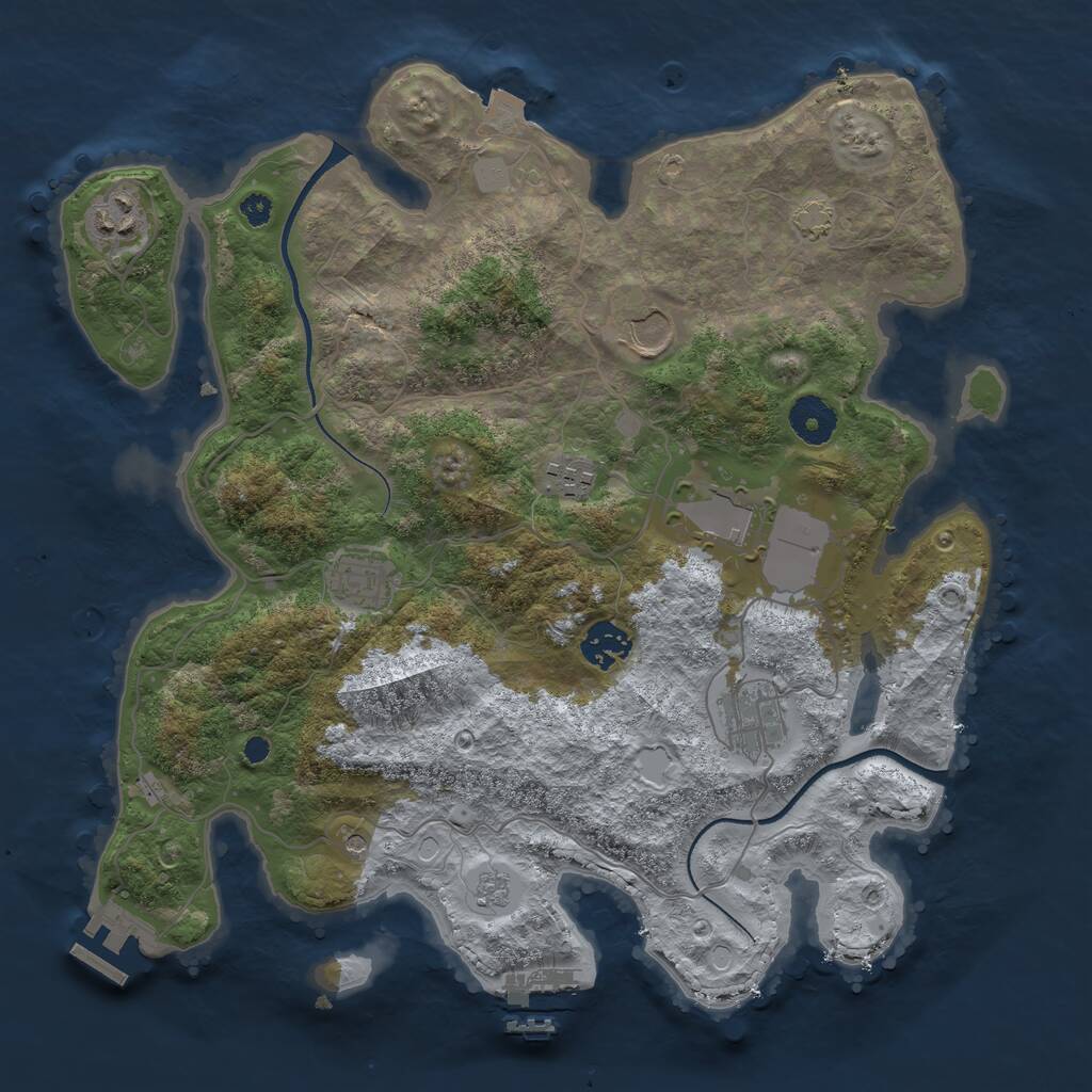 Rust Map: Procedural Map, Size: 3500, Seed: 486315143, 13 Monuments
