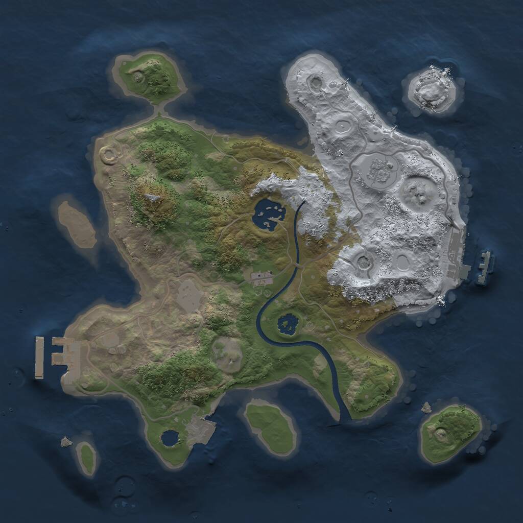 Rust Map: Procedural Map, Size: 2500, Seed: 65536, 6 Monuments