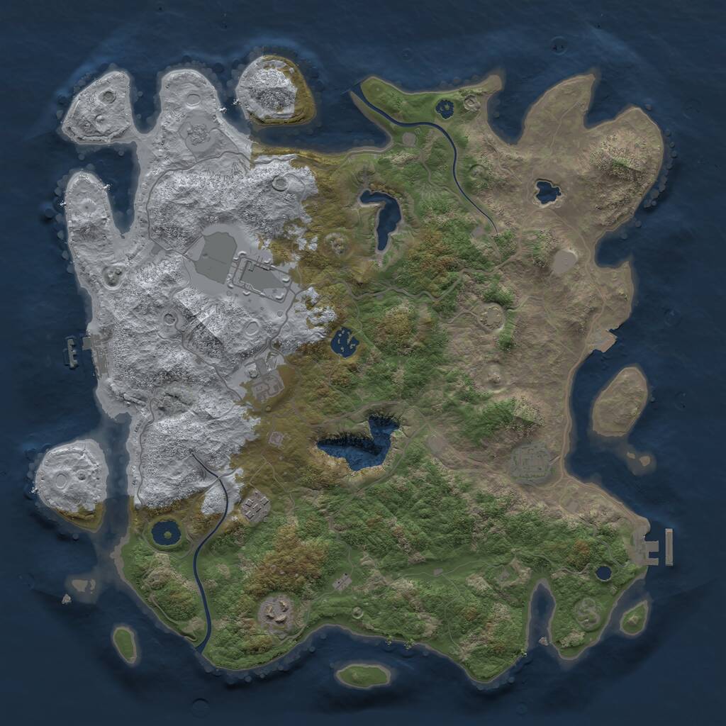 Rust Map: Procedural Map, Size: 4000, Seed: 143501, 12 Monuments