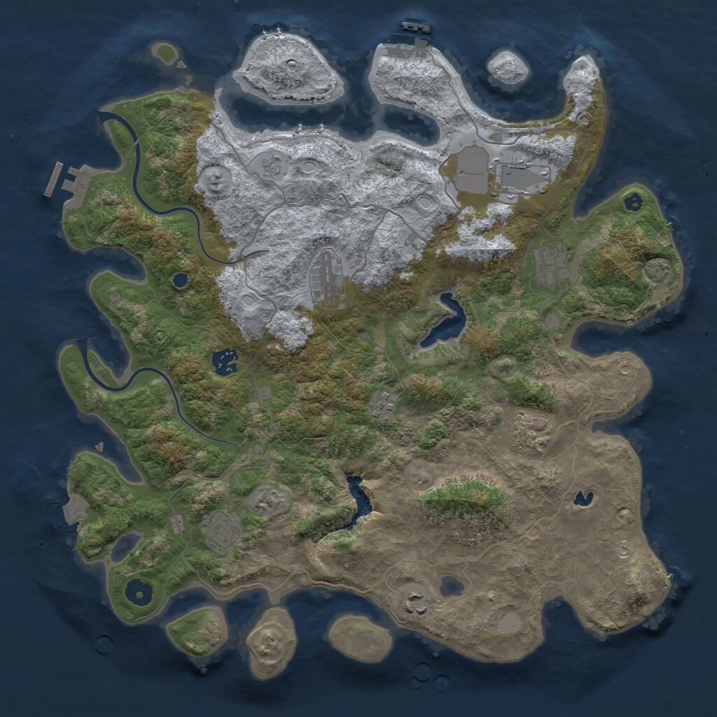 Rust Map: Procedural Map, Size: 4000, Seed: 436193892, 13 Monuments