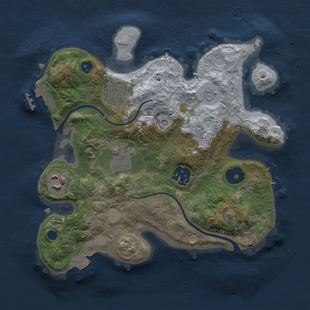 Rust Map: Procedural Map, Size: 2600, Seed: 1077530821, 8 Monuments