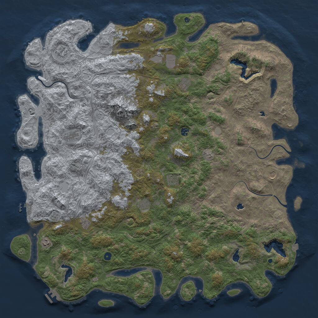 Rust Map: Procedural Map, Size: 6000, Seed: 143501, 17 Monuments