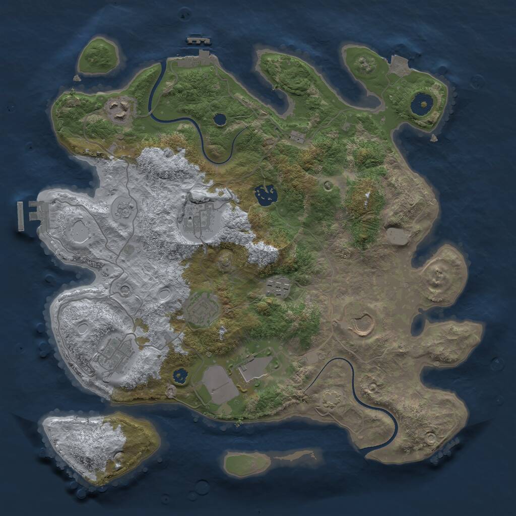 Rust Map: Procedural Map, Size: 3500, Seed: 28925, 14 Monuments