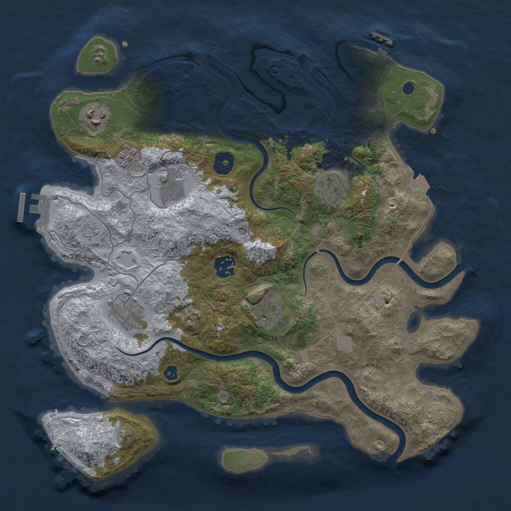 Rust Map: Procedural Map, Size: 3500, Seed: 28925, 13 Monuments