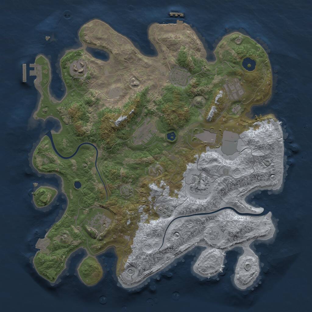 Rust Map: Procedural Map, Size: 3500, Seed: 1265831581, 14 Monuments