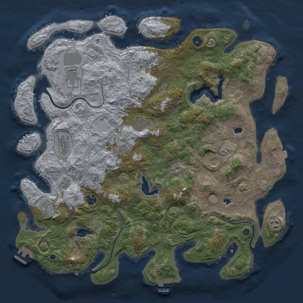 Rust Map: Procedural Map, Size: 4550, Seed: 4077364, 16 Monuments