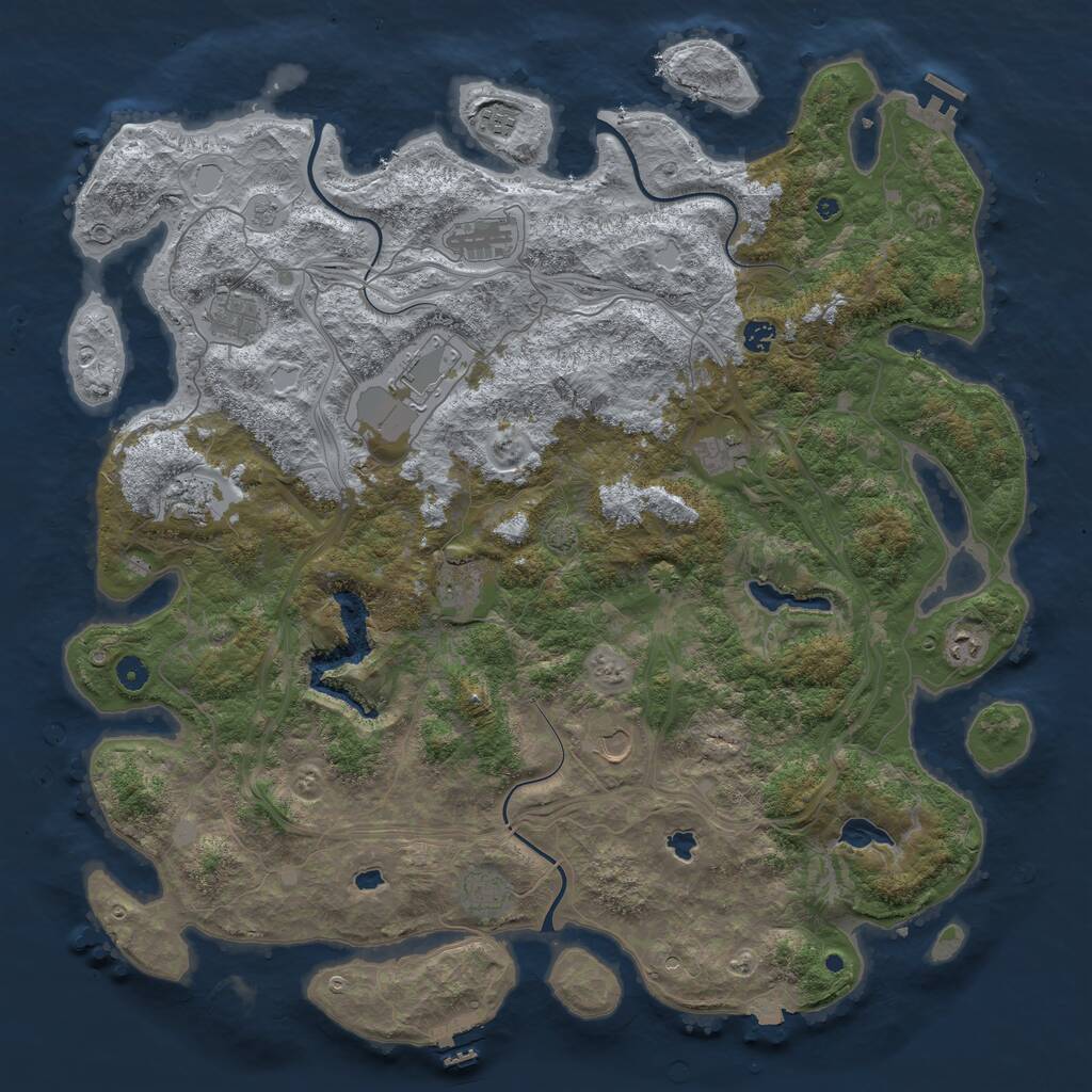Rust Map: Procedural Map, Size: 4999, Seed: 128347212, 17 Monuments