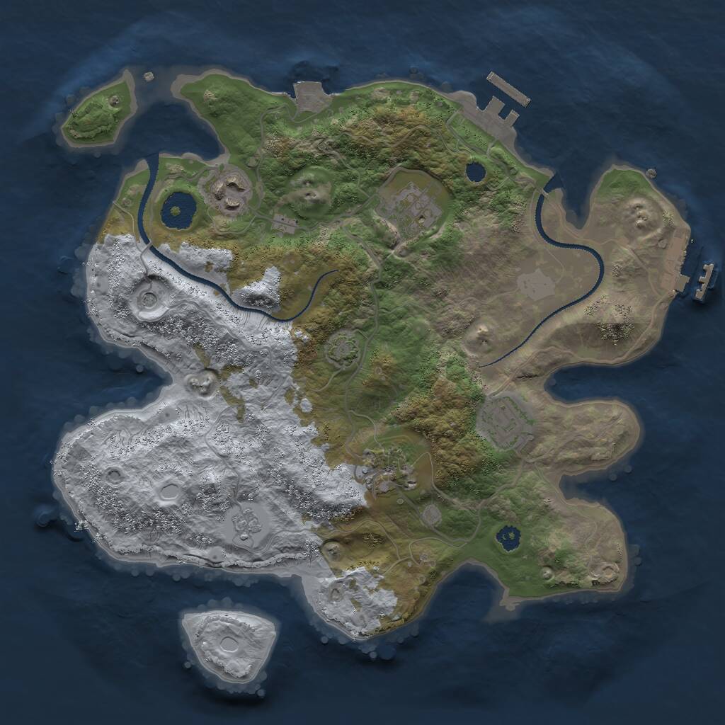 Rust Map: Procedural Map, Size: 3000, Seed: 708220, 10 Monuments