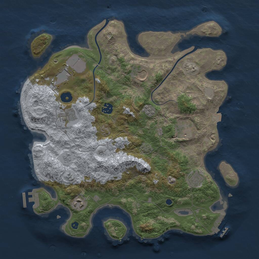 Rust Map: Procedural Map, Size: 3500, Seed: 52164, 14 Monuments