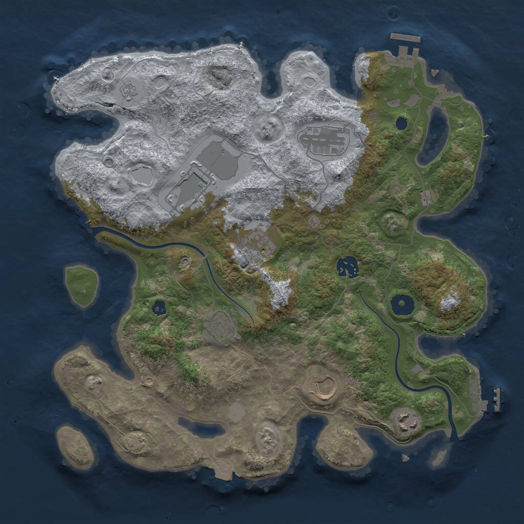 Rust Map: Procedural Map, Size: 3500, Seed: 245732323, 12 Monuments