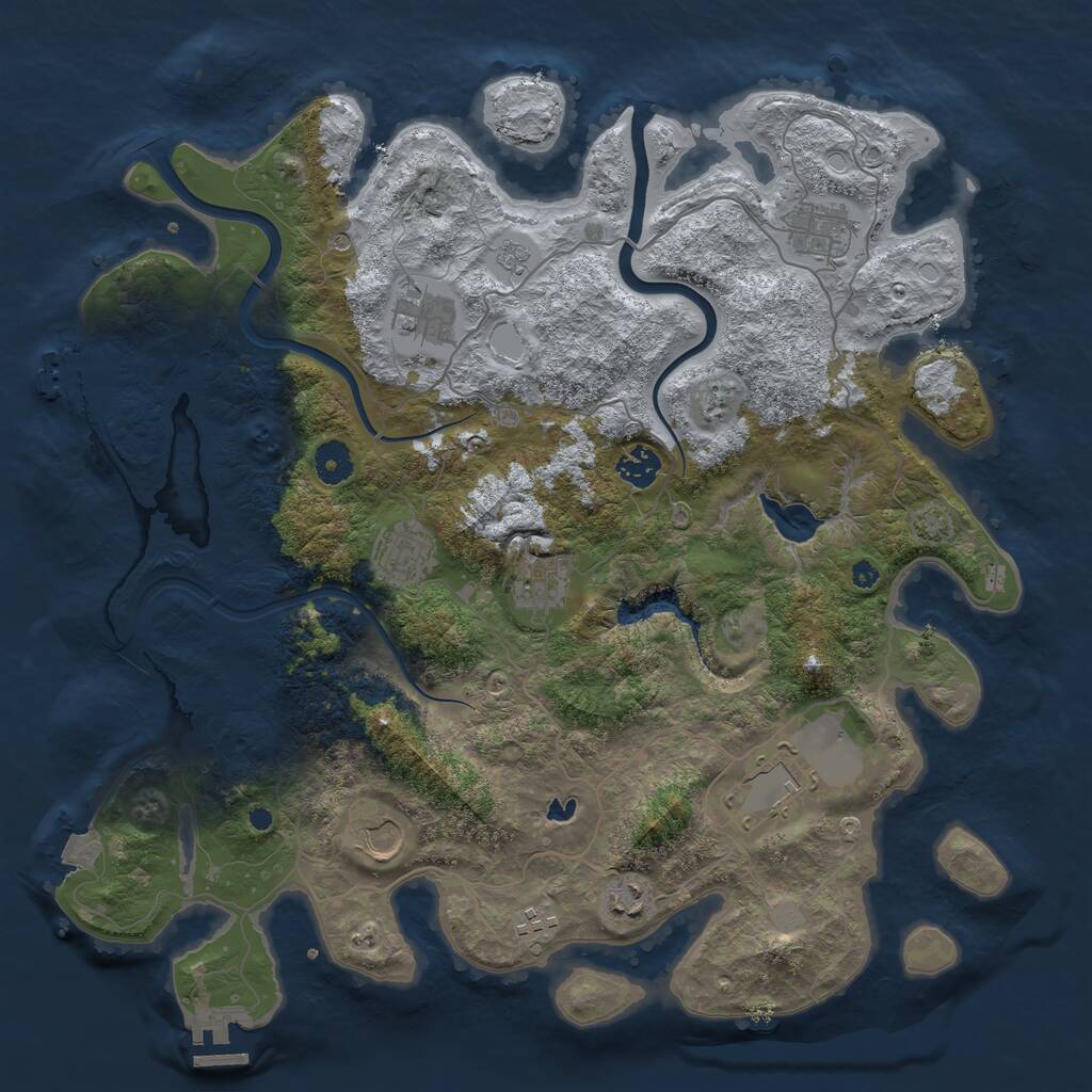 Rust Map: Procedural Map, Size: 4000, Seed: 51472, 15 Monuments