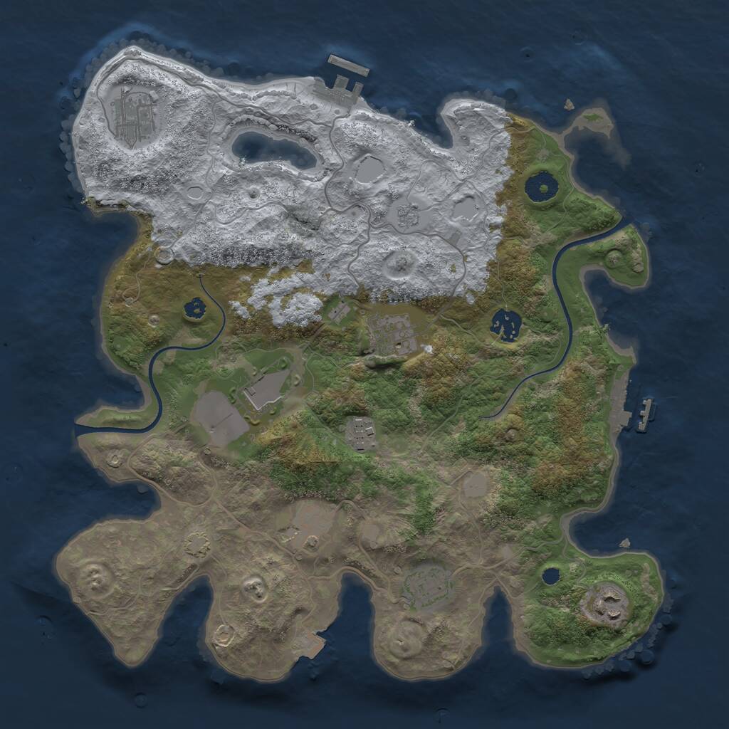 Rust Map: Procedural Map, Size: 3500, Seed: 73163, 13 Monuments