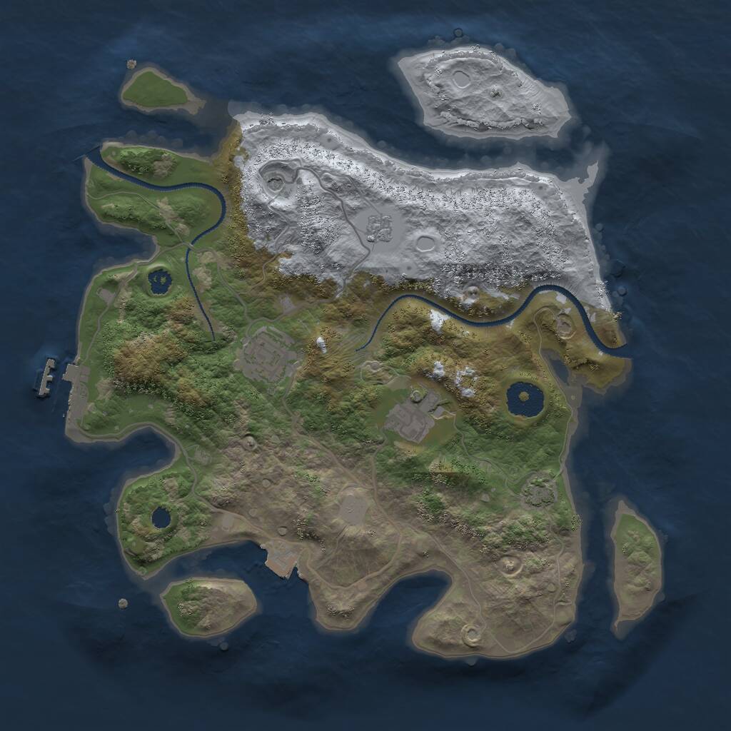 Rust Map: Procedural Map, Size: 3000, Seed: 7084325, 7 Monuments