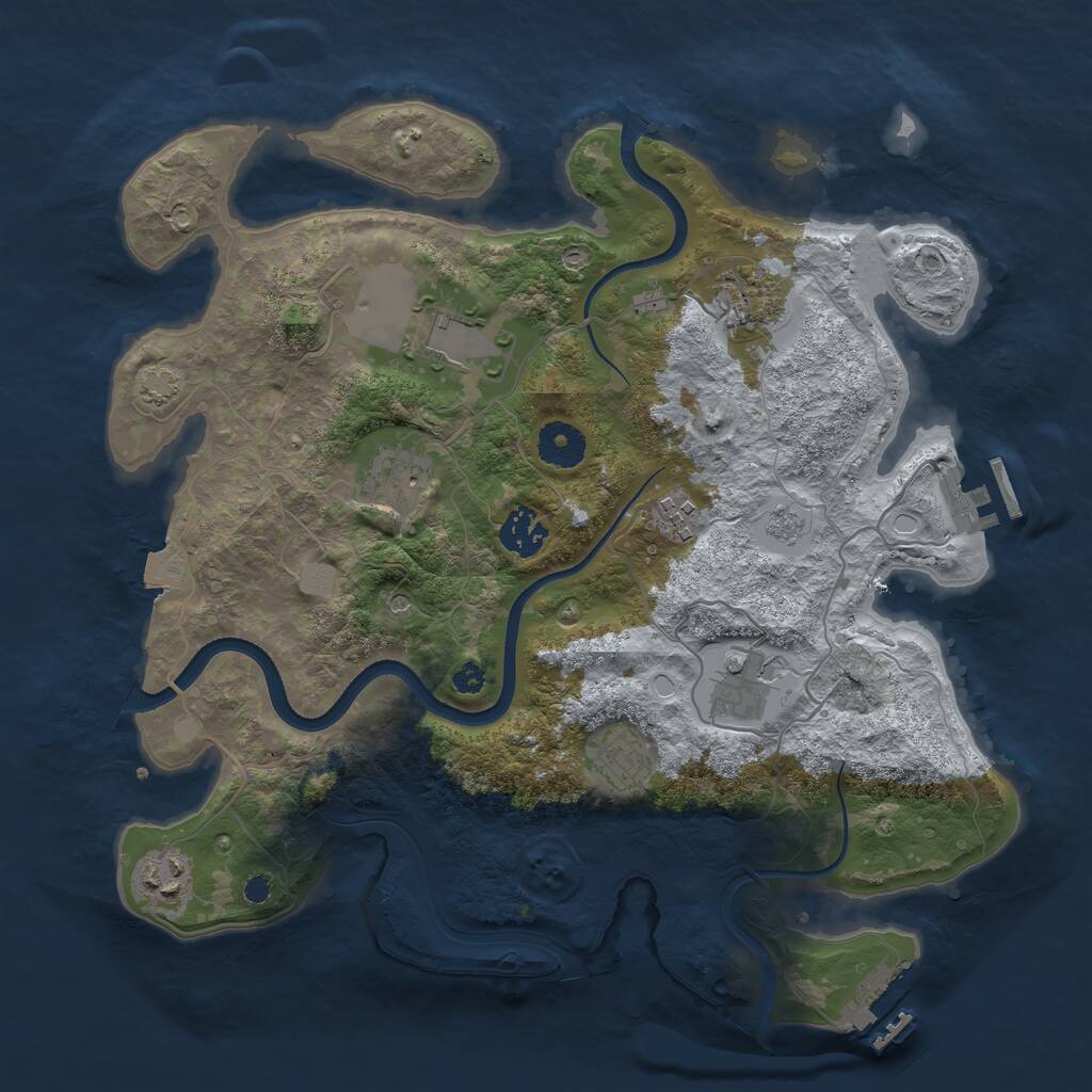 Rust Map: Procedural Map, Size: 3500, Seed: 2017266792, 14 Monuments