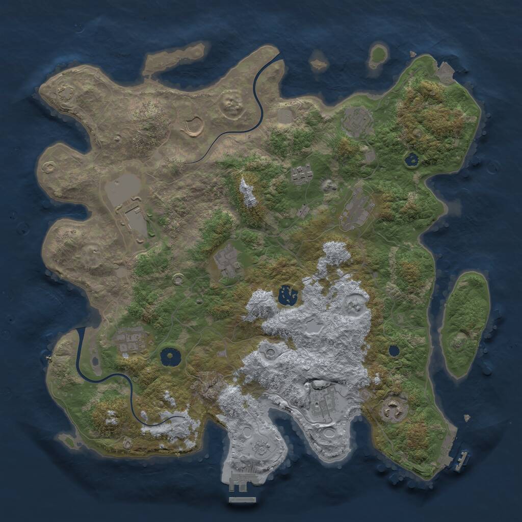 Rust Map: Procedural Map, Size: 3900, Seed: 1208522691, 16 Monuments