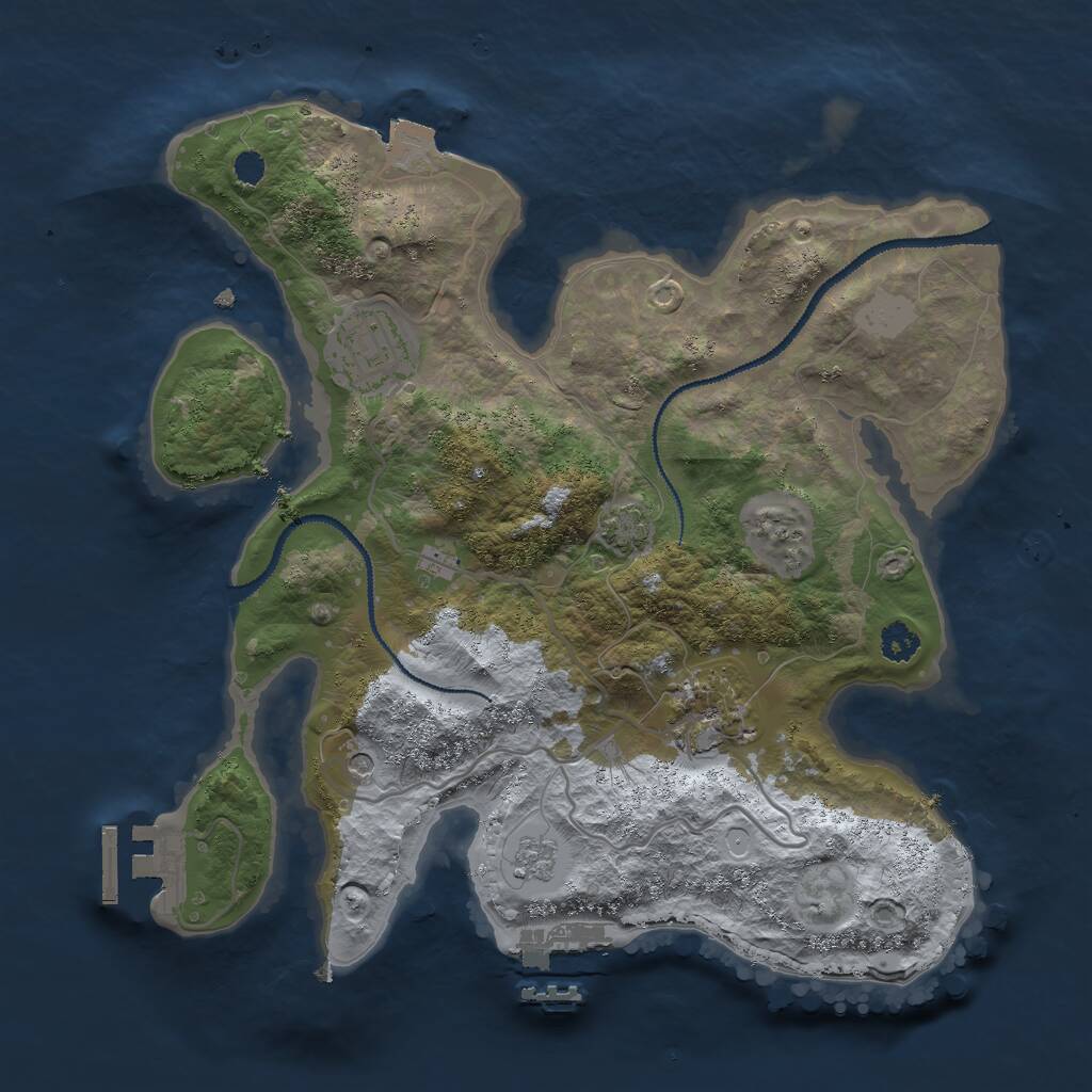 Rust Map: Procedural Map, Size: 2800, Seed: 390843601, 8 Monuments