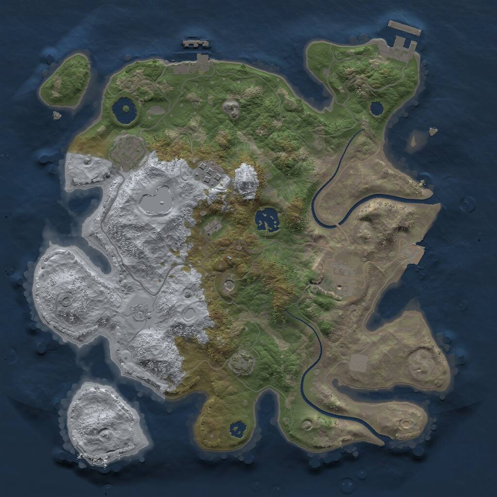 Rust Map: Procedural Map, Size: 3000, Seed: 68571, 10 Monuments