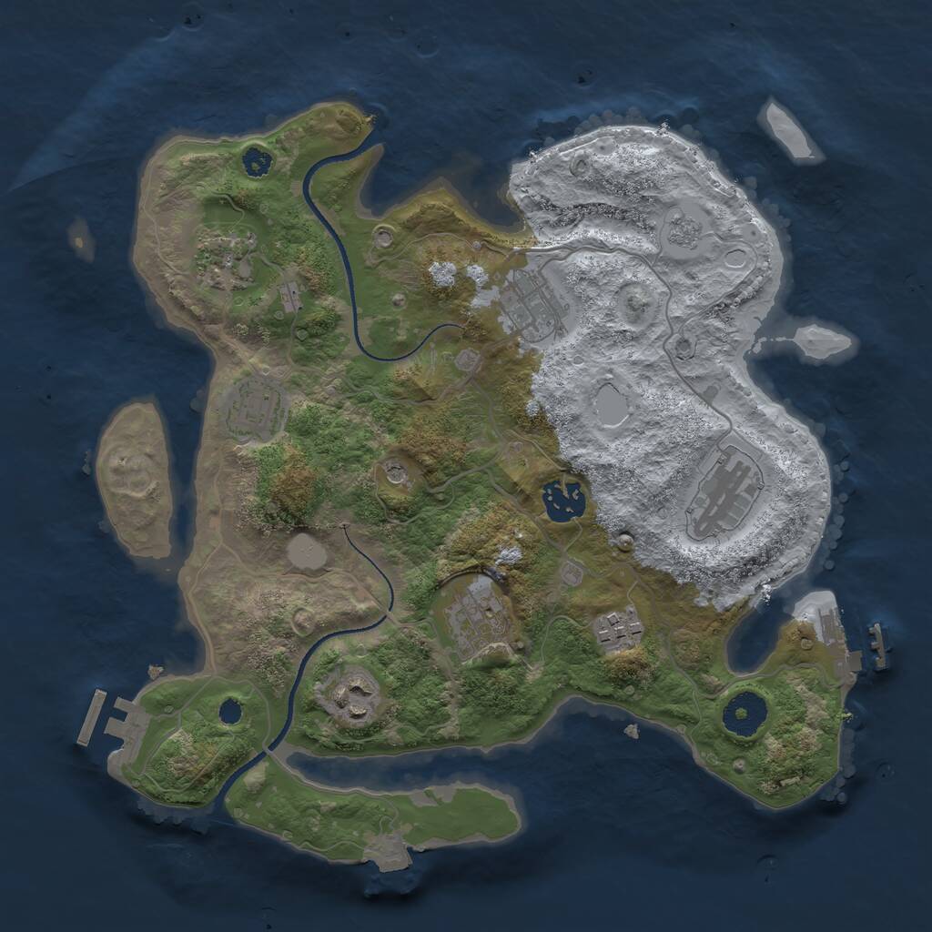 Rust Map: Procedural Map, Size: 3250, Seed: 756266479, 13 Monuments