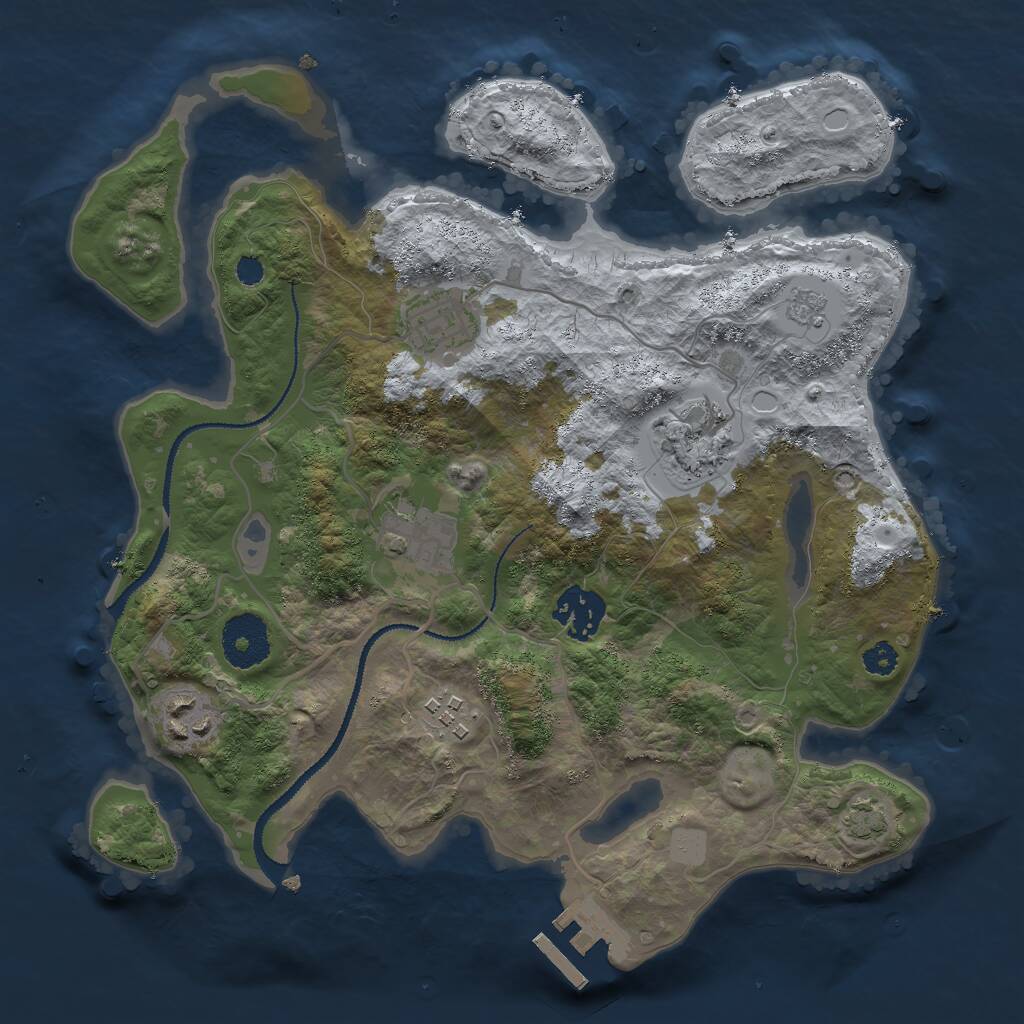 Rust Map: Procedural Map, Size: 3000, Seed: 6857, 10 Monuments