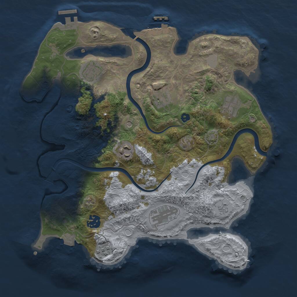 Rust Map: Procedural Map, Size: 3250, Seed: 688439, 13 Monuments