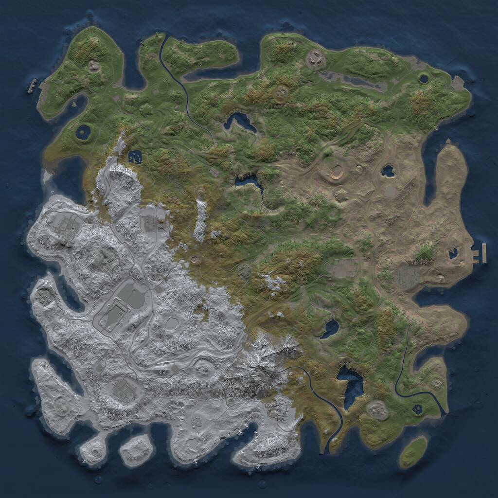 Rust Map: Procedural Map, Size: 5050, Seed: 1156549551, 17 Monuments