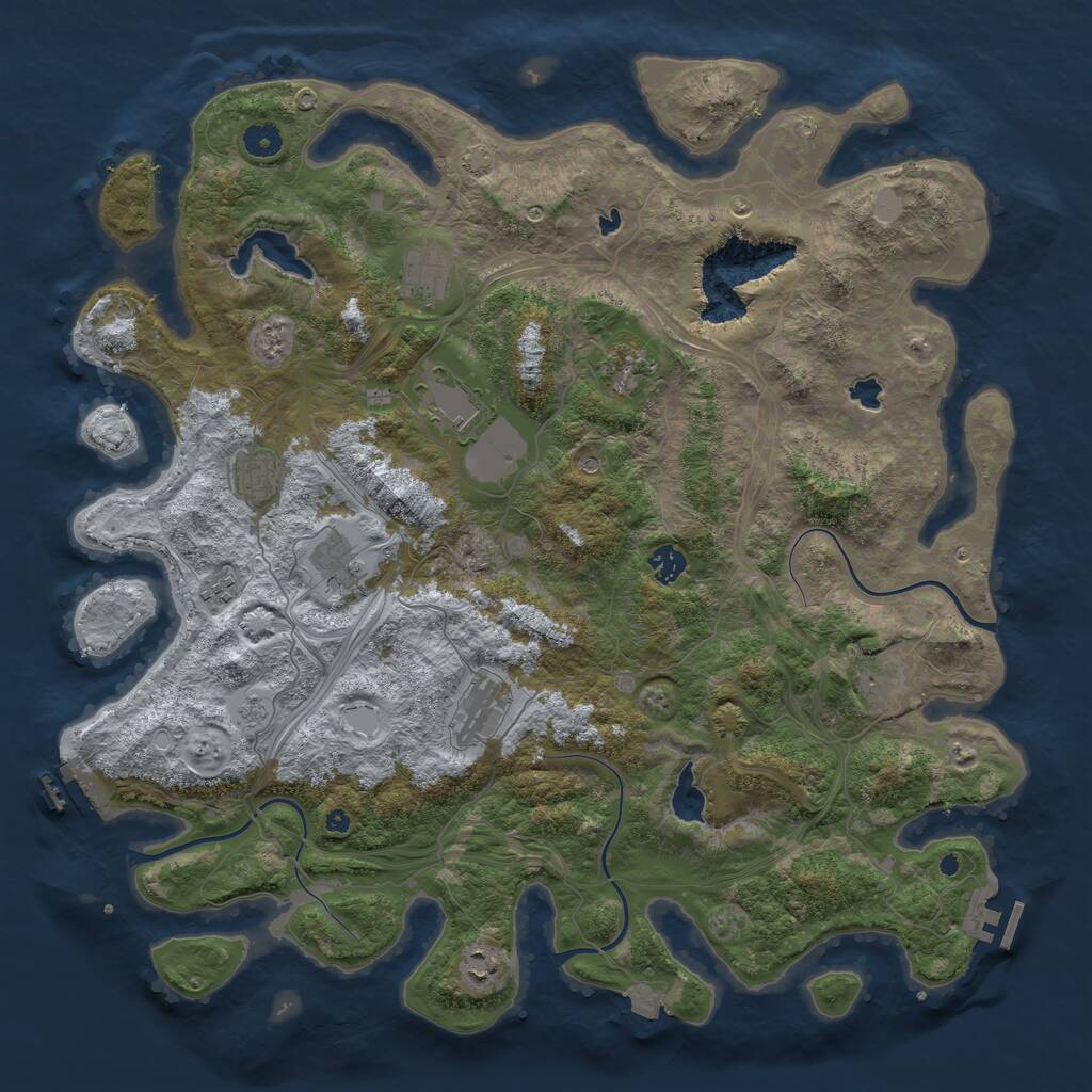 Rust Map: Procedural Map, Size: 4500, Seed: 1758822611, 16 Monuments