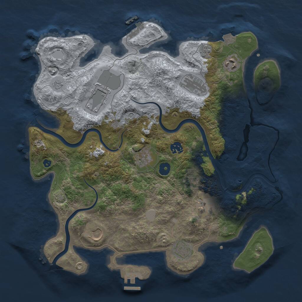 Rust Map: Procedural Map, Size: 3700, Seed: 43481284, 15 Monuments