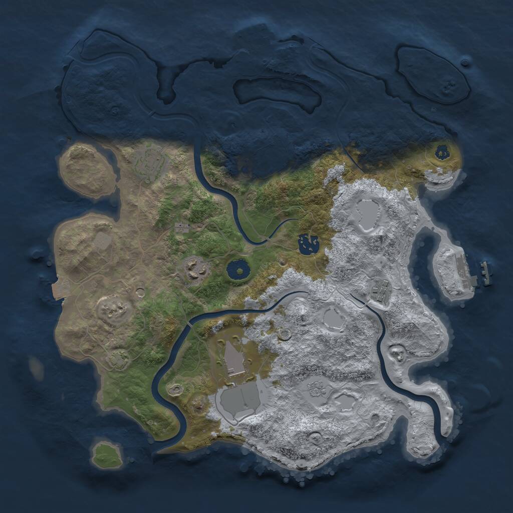 Rust Map: Procedural Map, Size: 3500, Seed: 677463703, 12 Monuments