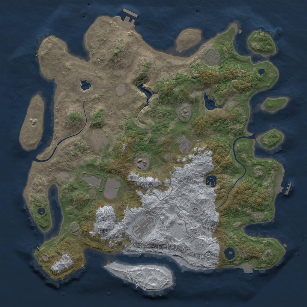 Rust Map: Procedural Map, Size: 4000, Seed: 889586, 13 Monuments