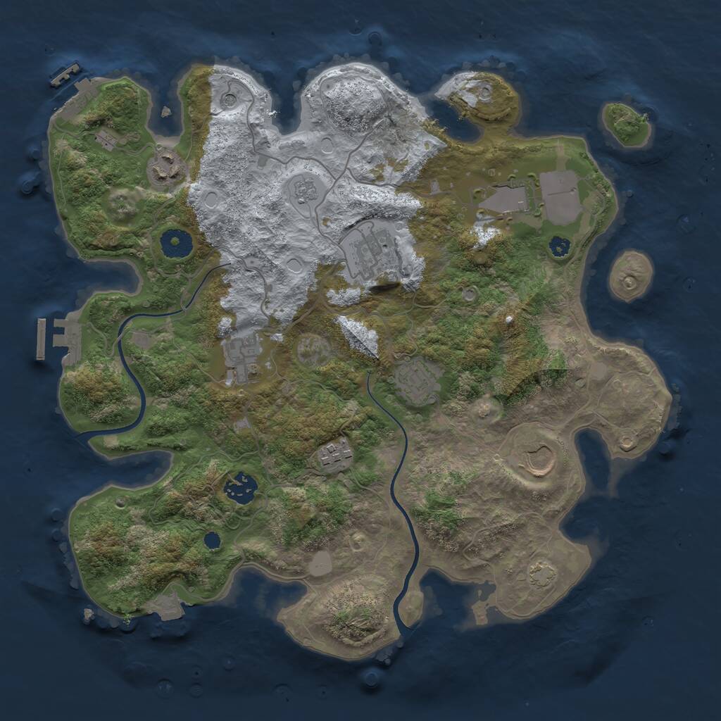 Rust Map: Procedural Map, Size: 3500, Seed: 1723305124, 14 Monuments