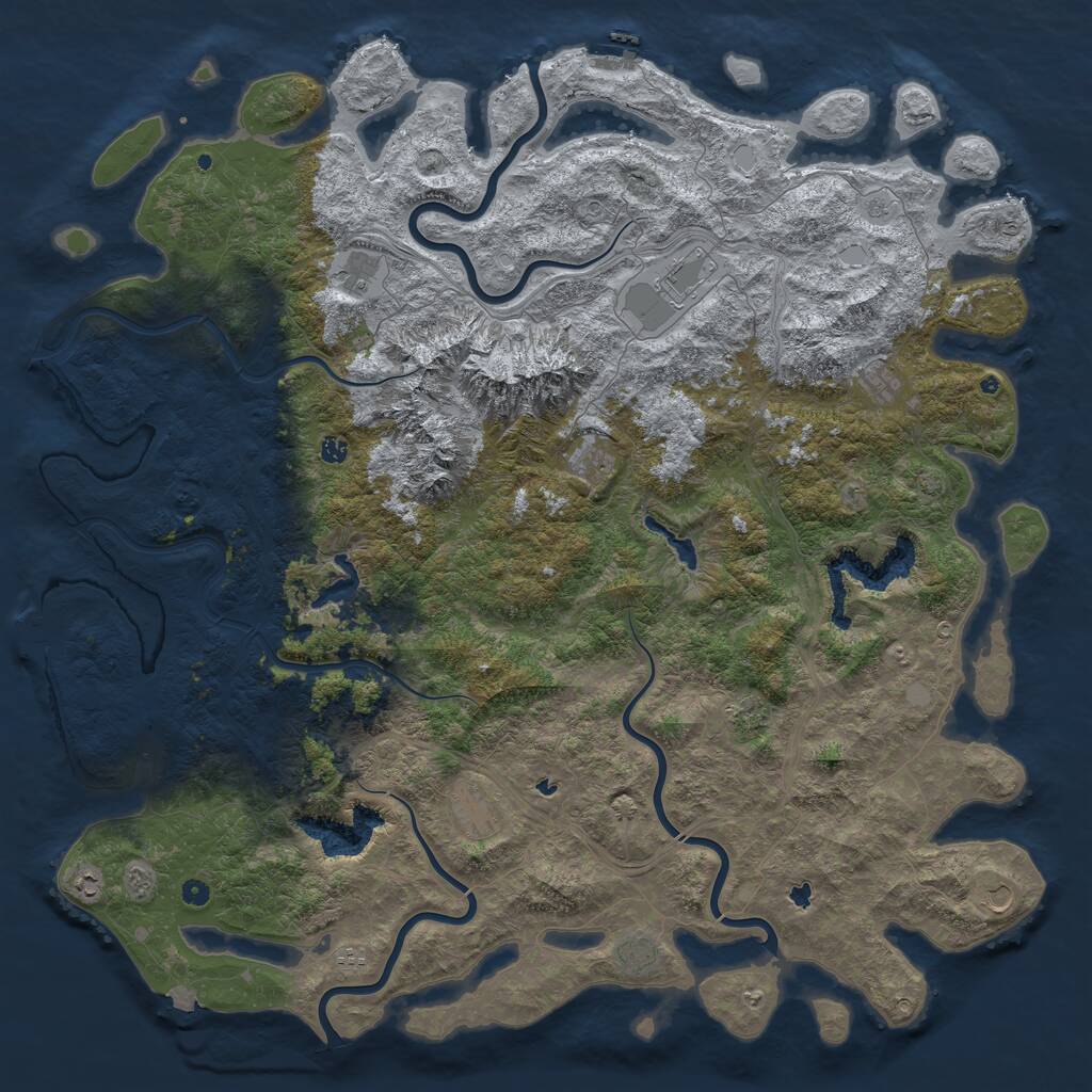 Rust Map: Procedural Map, Size: 6000, Seed: 400260364, 17 Monuments