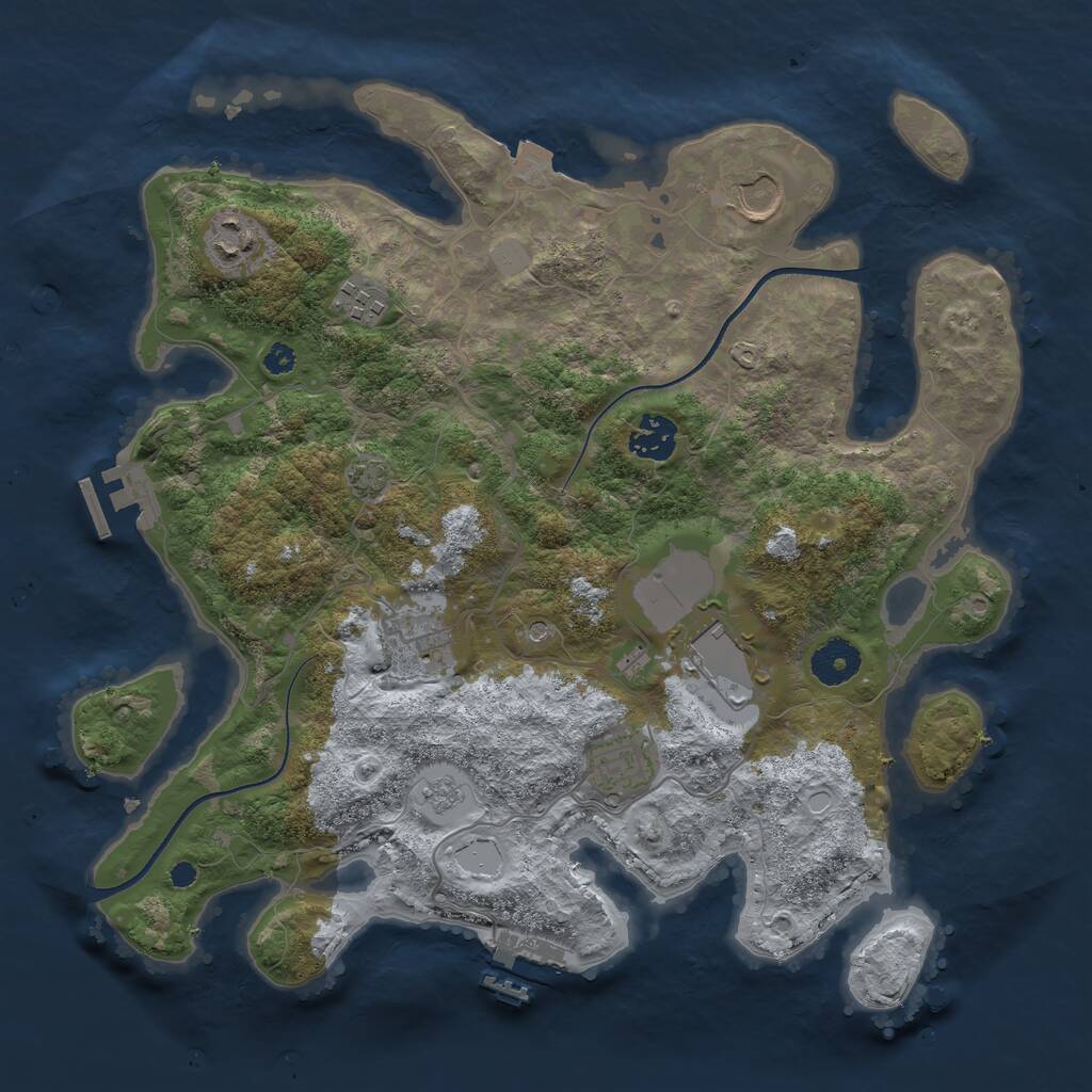 Rust Map: Procedural Map, Size: 3500, Seed: 531412, 13 Monuments