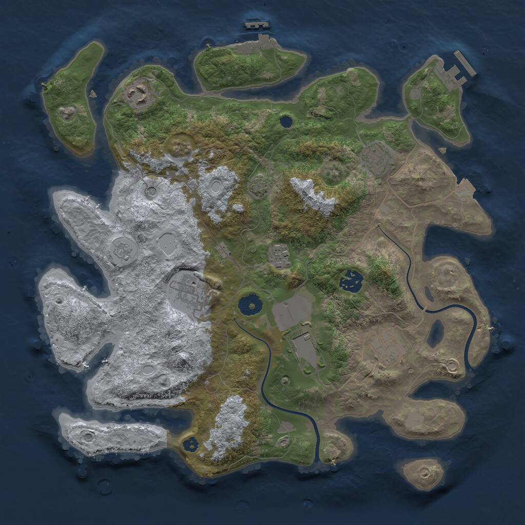 Rust Map: Procedural Map, Size: 3500, Seed: 146921444, 13 Monuments