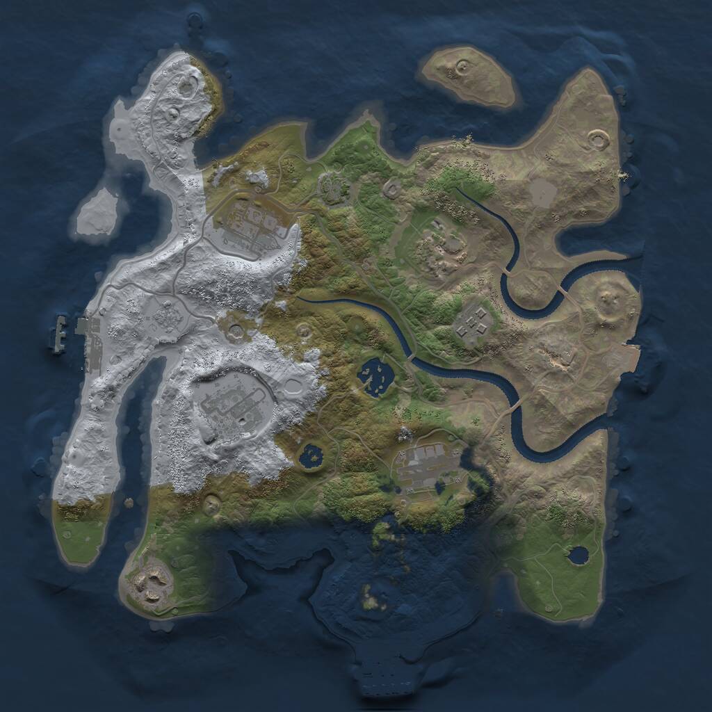 Rust Map: Procedural Map, Size: 3000, Seed: 533414, 13 Monuments
