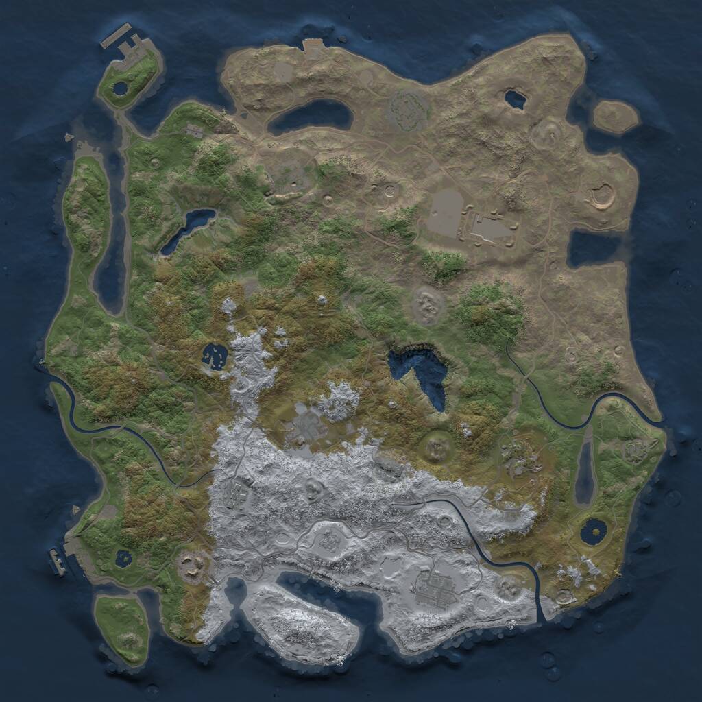 Rust Map: Procedural Map, Size: 4050, Seed: 1451163675, 16 Monuments