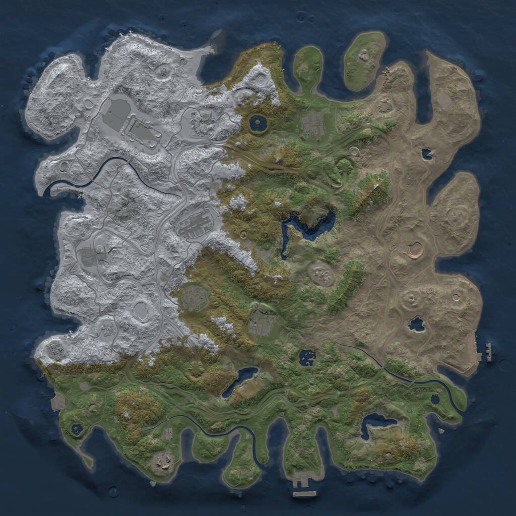 Rust Map: Procedural Map, Size: 4500, Seed: 1548543528, 17 Monuments