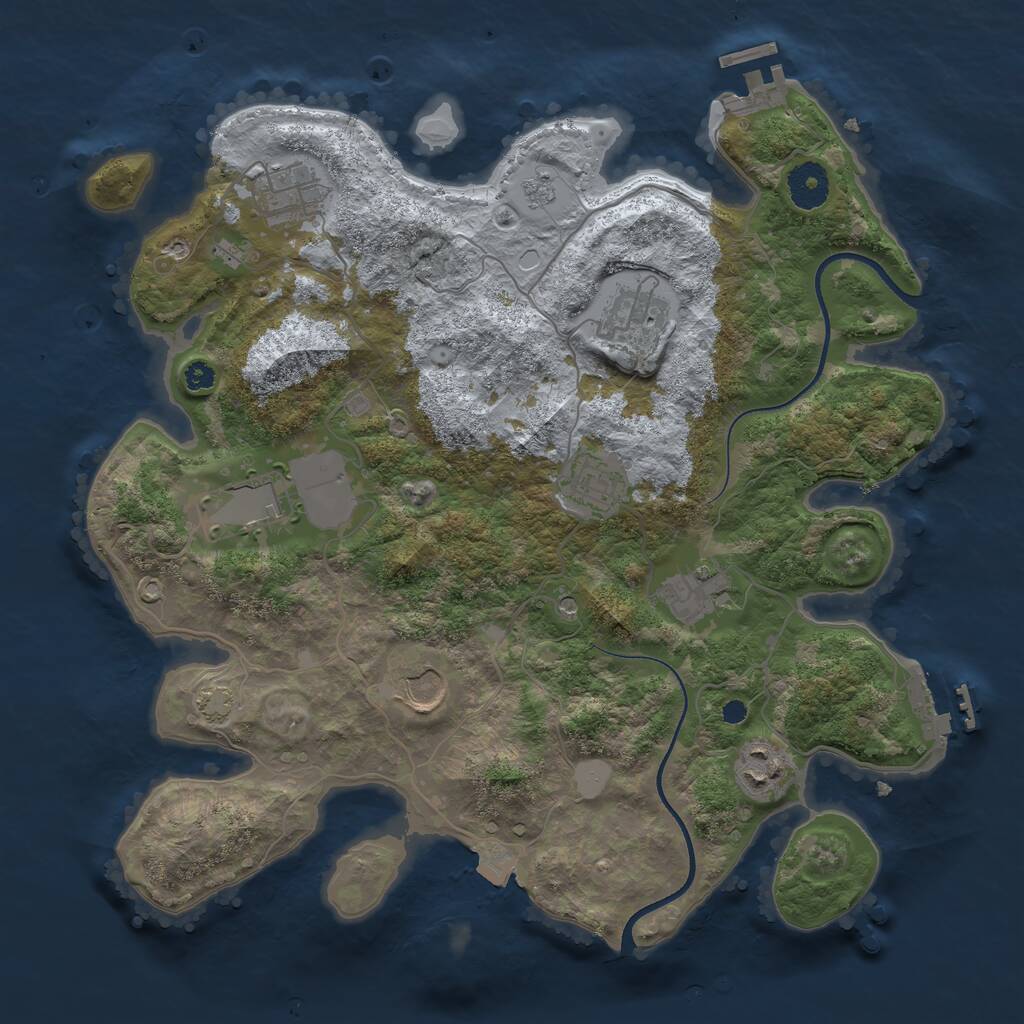 Rust Map: Procedural Map, Size: 3500, Seed: 1445250712, 13 Monuments