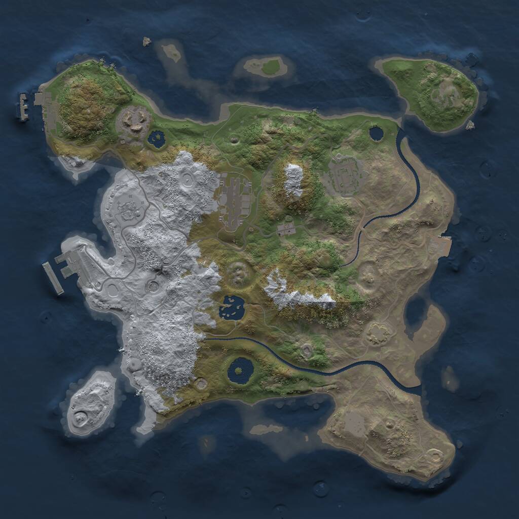 Rust Map: Procedural Map, Size: 3000, Seed: 15912, 10 Monuments