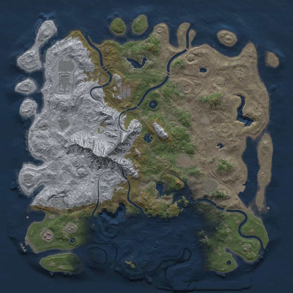 Rust Map: Procedural Map, Size: 5000, Seed: 94622842, 17 Monuments