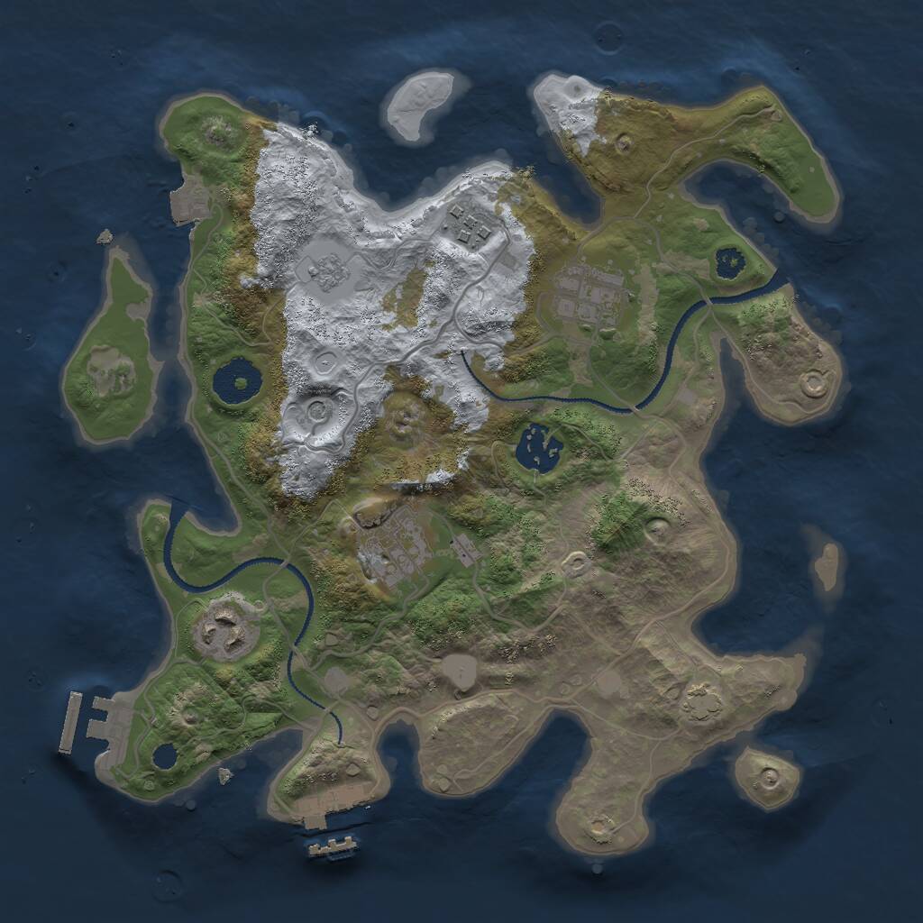 Rust Map: Procedural Map, Size: 3000, Seed: 332421935, 11 Monuments