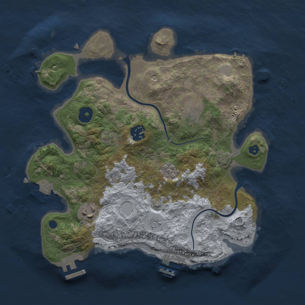 Rust Map: Procedural Map, Size: 3000, Seed: 66972, 10 Monuments