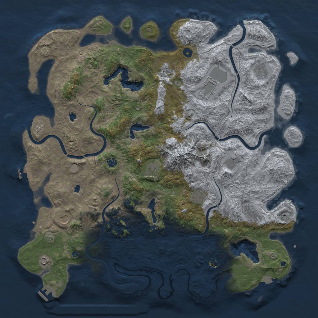 Rust Map: Procedural Map, Size: 5000, Seed: 916187, 17 Monuments