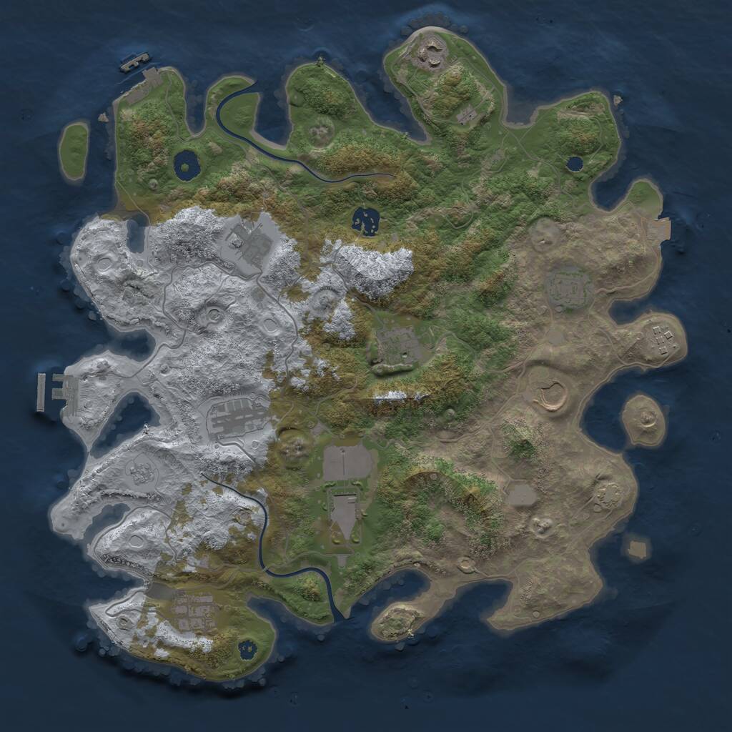 Rust Map: Procedural Map, Size: 3850, Seed: 1656317595, 16 Monuments
