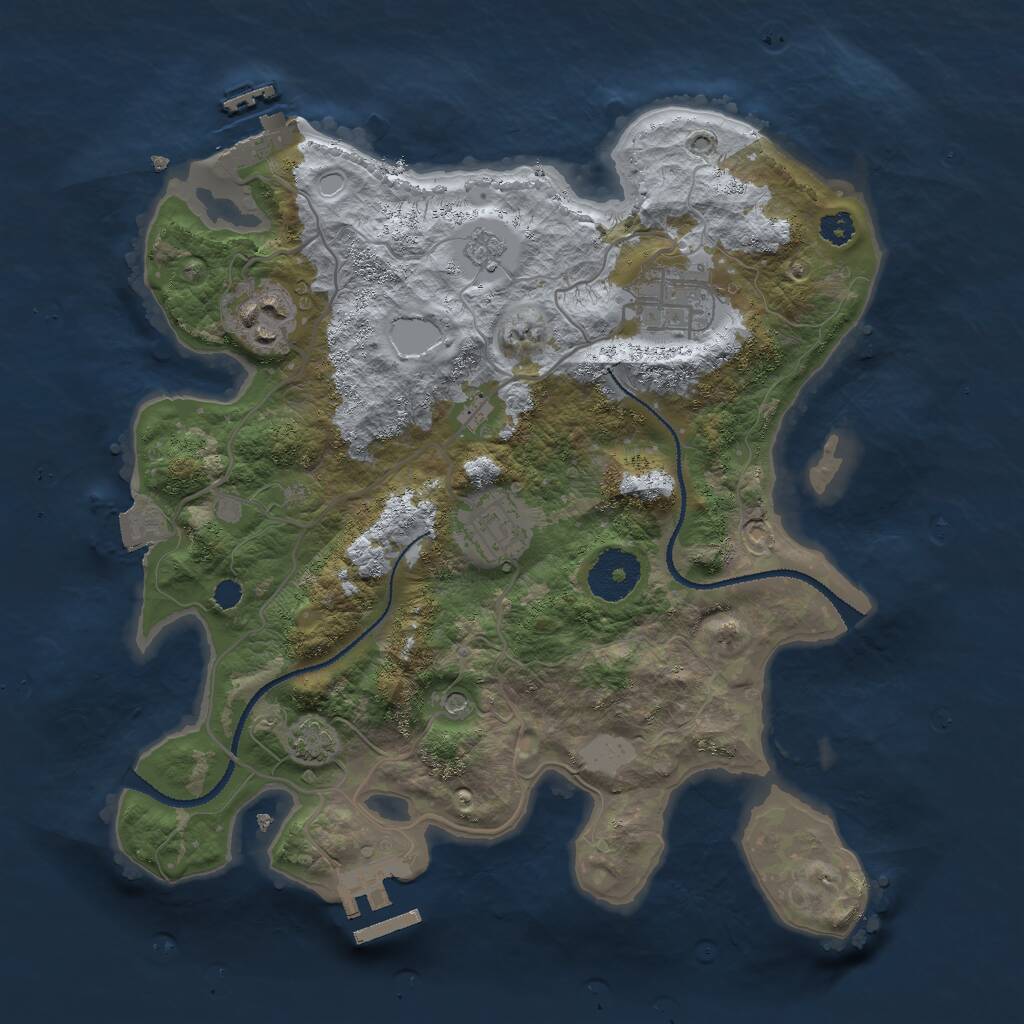 Rust Map: Procedural Map, Size: 3000, Seed: 523218144, 9 Monuments