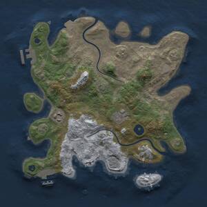 Thumbnail Rust Map: Procedural Map, Size: 3000, Seed: 1347286121, 9 Monuments